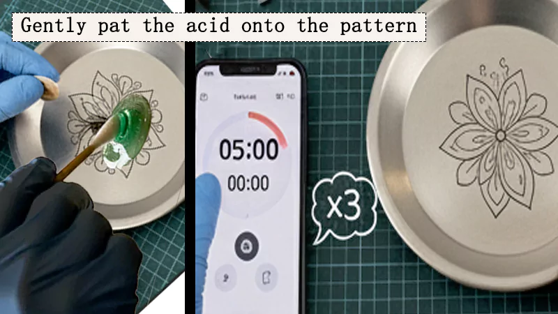 Apply the etching agent for metal etching