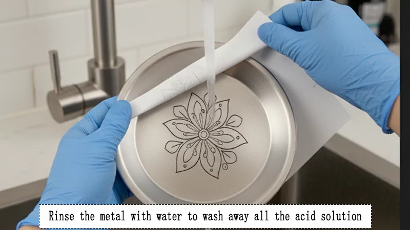 Metal etching rinsing and finishing