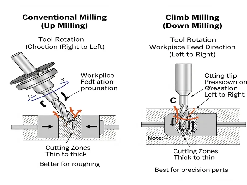 Up cut and down cut milling of end mills Up-cut and down-cut milling of end mills