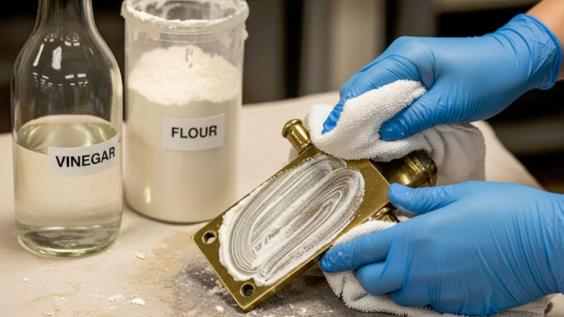 Vinegar and flour for cleaning brass