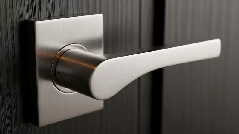 Brushed stainless steel door handles