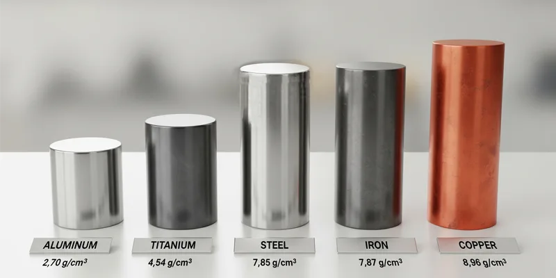 Density comparison of aluminum and other metals Density comparison of aluminum and other metals