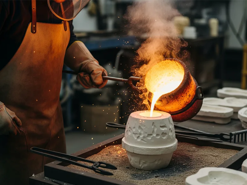 Metal pouring for lost wax casting