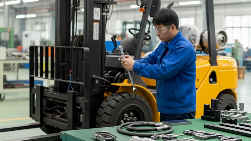 Professional installation of custom made forklift parts